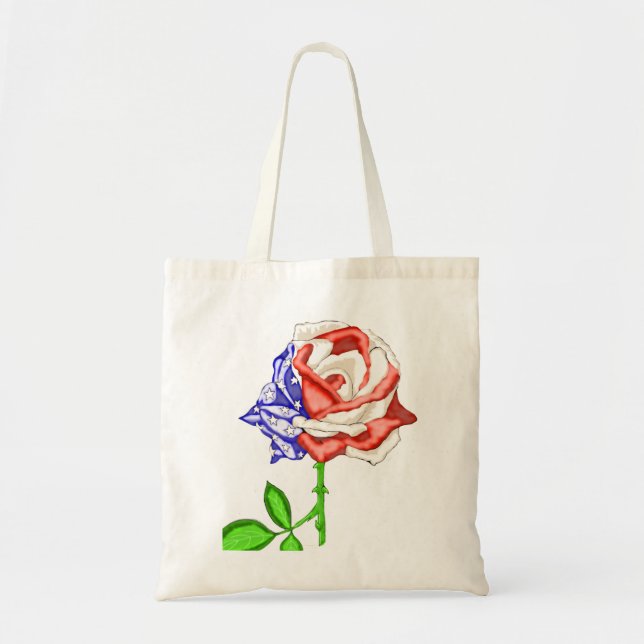 Patriotic Flag Rose Tote Bag (Front)
