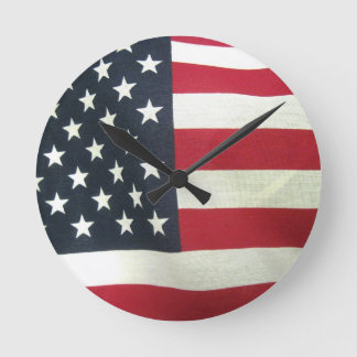 Patriotic Flag Round Clock