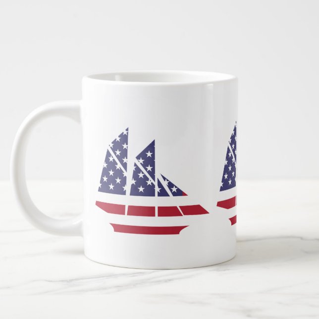 Patriotic Flag Sailboat Coffee Mug Speciality Mug (Left)