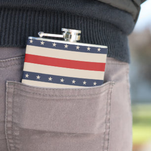 Patriotic Flag Style Stripes Hip Flask