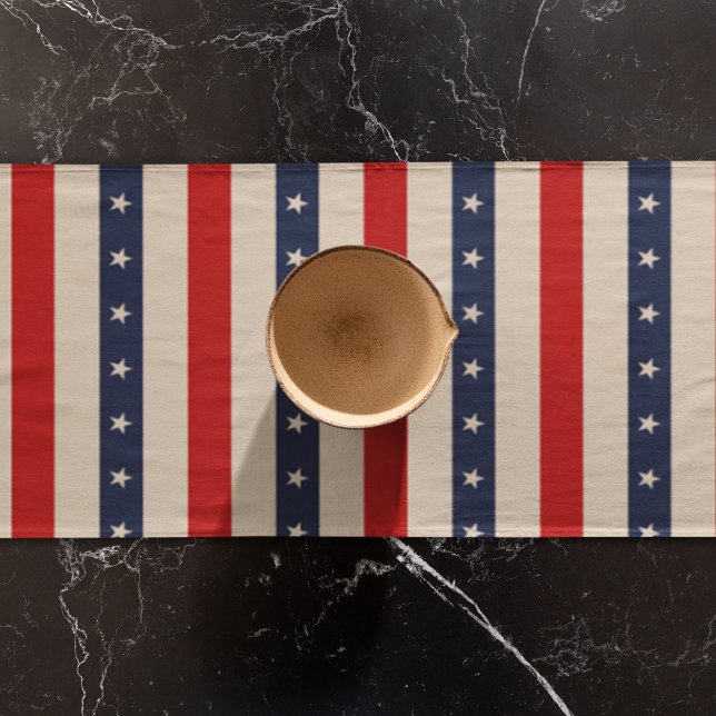Patriotic Flag Style Stripes Long Table Runner (table runner)
