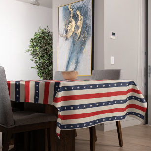 Patriotic Flag Style Stripes Tablecloth