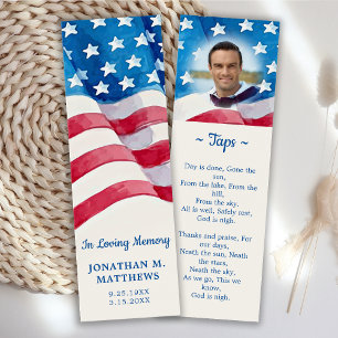 Patriotic Flag Veteran Memorial Prayer Bookmark