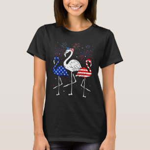 Patriotic Flamingo Firework Red White Blue 4th Of T-Shirt