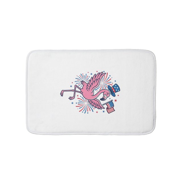 Patriotic Flamingo Fireworks Vector Design_1 Bath Mat (Front)