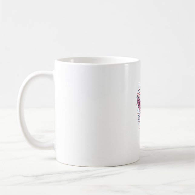 Patriotic Flamingo Fireworks Vector Design_1 Coffee Mug (Left)