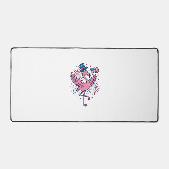 Patriotic Flamingo Fireworks Vector Design_1 Desk Mat (Front)