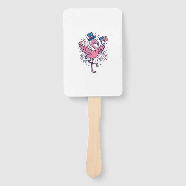 Patriotic Flamingo Fireworks Vector Design_1 Hand Fan (Front)