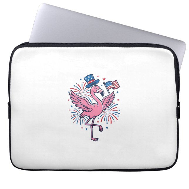 Patriotic Flamingo Fireworks Vector Design_1 Laptop Sleeve (Front)