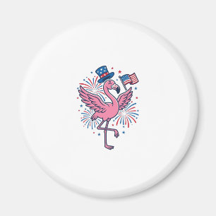 Patriotic Flamingo Fireworks Vector Design_1 Magnet