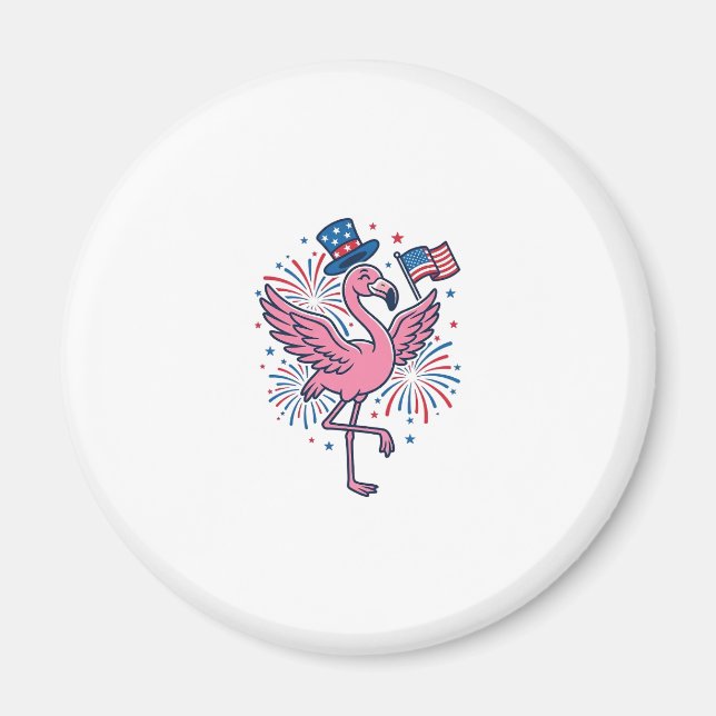 Patriotic Flamingo Fireworks Vector Design_1 Magnet (Front)
