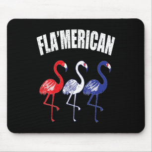 Patriotic Flamingo Red White Blue July 4th Indepen Mouse Mat