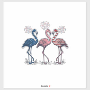 Patriotic Flamingo Trio Vintage Engraving Design_1