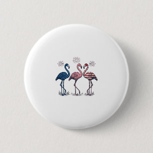 Patriotic Flamingo Trio Vintage Engraving Design_1 6 Cm Round Badge
