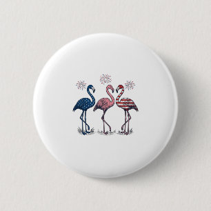 Patriotic Flamingo Trio Vintage Engraving Design_1 6 Cm Round Badge