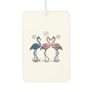 Patriotic Flamingo Trio Vintage Engraving Design_1 Car Air Freshener