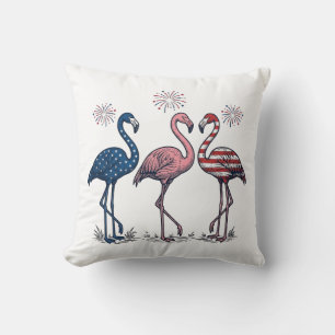 Patriotic Flamingo Trio Vintage Engraving Design_1 Cushion