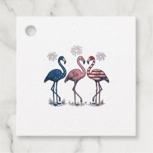Patriotic Flamingo Trio Vintage Engraving Design_1 Favour Tags