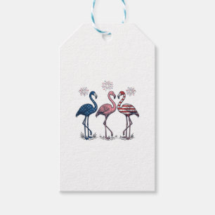 Patriotic Flamingo Trio Vintage Engraving Design_1 Gift Tags