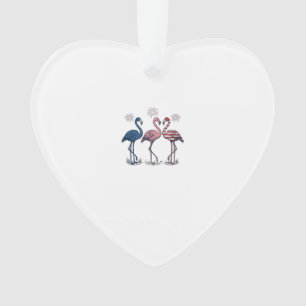 Patriotic Flamingo Trio Vintage Engraving Design_1 Ornament