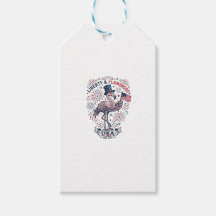 Patriotic Flamingo Vintage Engraving Shirt Design_ Gift Tags
