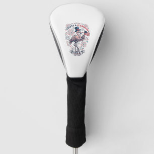 Patriotic Flamingo Vintage Engraving Shirt Design_ Golf Head Cover