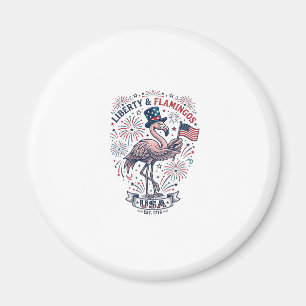 Patriotic Flamingo Vintage Engraving Shirt Design_ Magnet