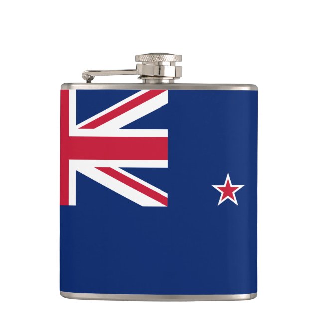 Patriotic flask with Flag of New Zealand (Front)