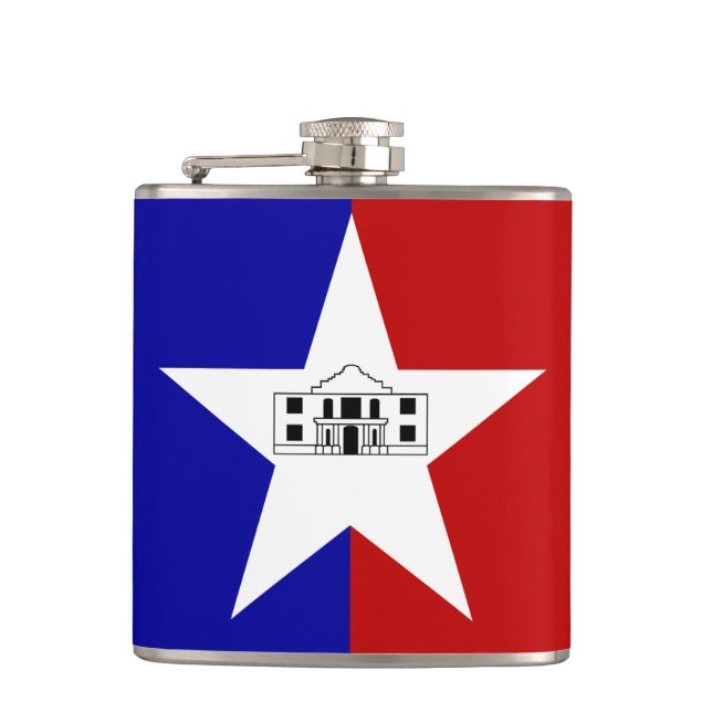 Patriotic flask with Flag of San Antonio, USA (Front)
