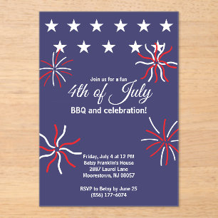 Patriotic Flat Graphic 4th of July Acrylic Invitations