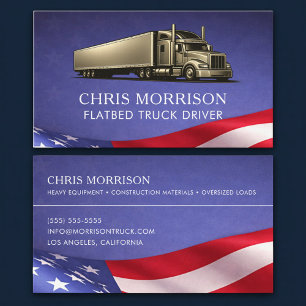 Patriotic Flatbed Truck Driver Trucking Business Card
