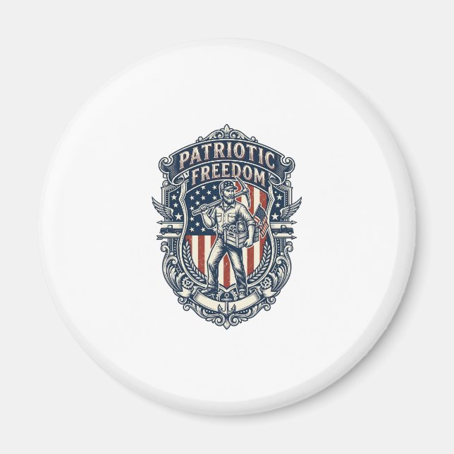 Patriotic Flea Market Picker Vector Graphic Tee Magnet (Front)