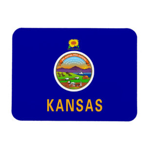 Patriotic flexible magnet with Kansas flag