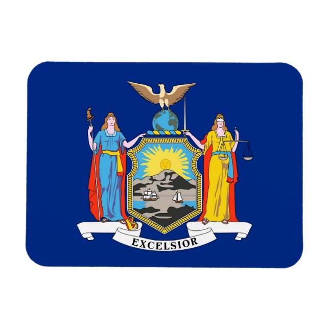 Patriotic flexible magnet with New York flag (Horizontal)
