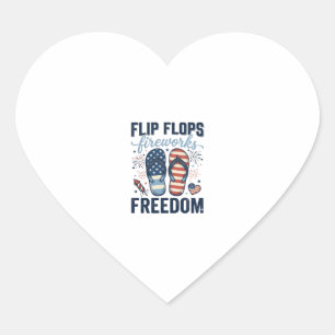 Patriotic Flip Flops Fireworks Freedom Shirt Desig Heart Sticker