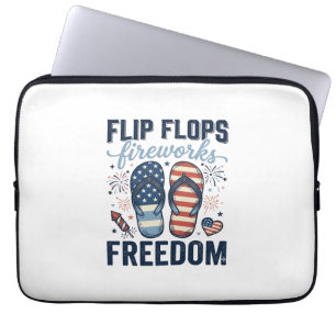 Patriotic Flip Flops Fireworks Freedom Shirt Desig Laptop Sleeve