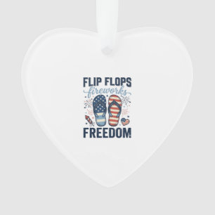 Patriotic Flip Flops Fireworks Freedom Shirt Desig Ornament