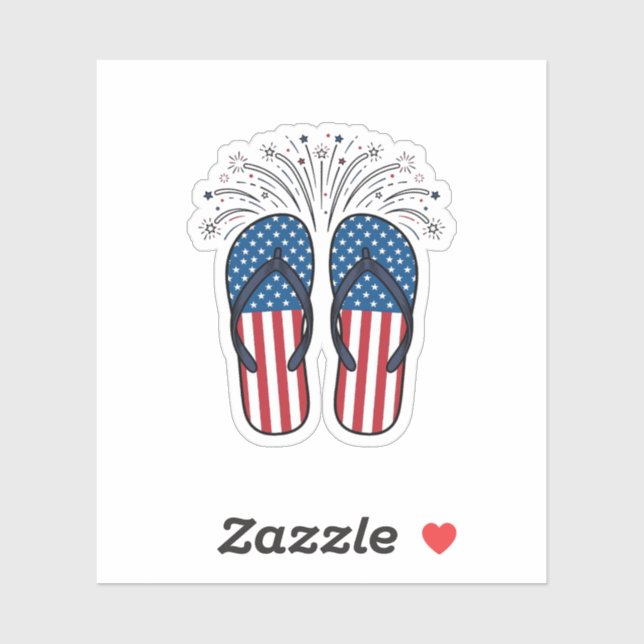 Patriotic Flip Flops Fireworks Summer Shirt Design (Sheet)