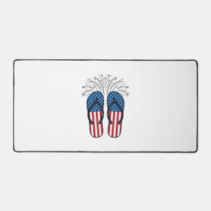 Patriotic Flip Flops Fireworks Summer Shirt Design Desk Mat