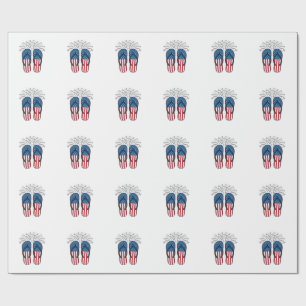 Patriotic Flip Flops Fireworks Summer Shirt Design Wrapping Paper