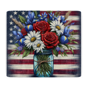 Patriotic, floral distressed American Cutting Board