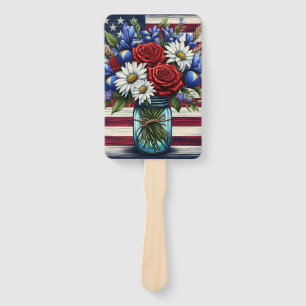 Patriotic, floral distressed American Hand Fan