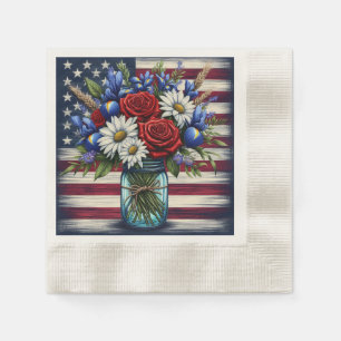 Patriotic, floral distressed American Napkin