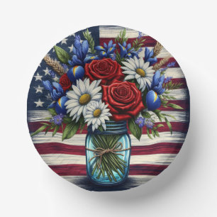 Patriotic, floral distressed American Paper Plate