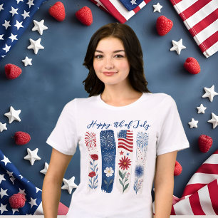 Patriotic Floral Fireworks, 4th of July Tri-Blend Shirt