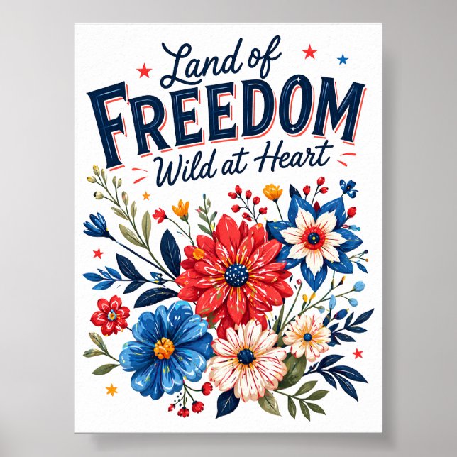 Patriotic Floral Freedom Poster Wall Decor (Front)
