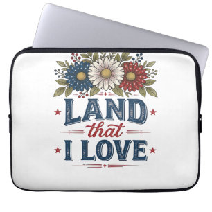 Patriotic Floral Land That I Love Shirt Design_1 Laptop Sleeve