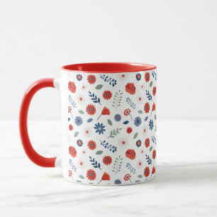 Patriotic Floral Mug Summer Americana Cottage