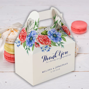 Patriotic Floral Red White Blue 4th July Wedding Favour Box