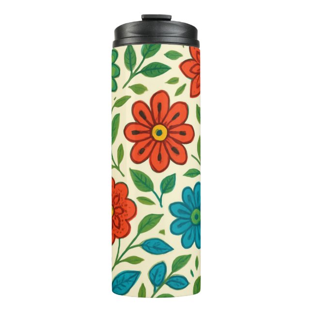 Patriotic Floral Star of America Thermal Tumbler (Front)